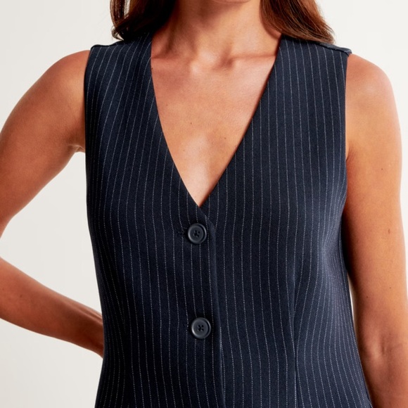 Abercrombie & Fitch Mara Navy Pinstripe Vest Mini Dress *NWT* - Picture 2 of 6